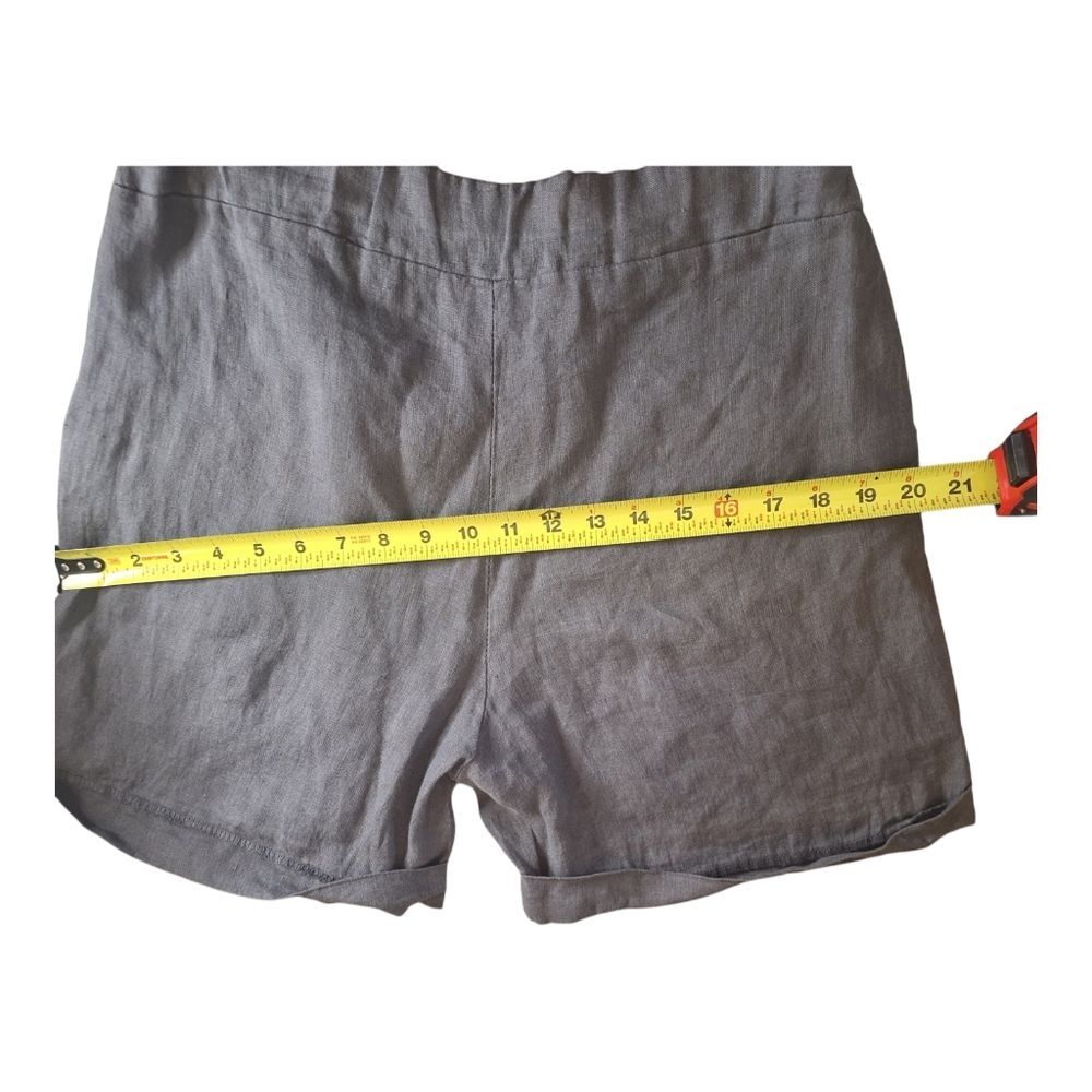 TINA STEPHENS Made In Italy Linen Shorts Pull On Pockets Loose Modest Gray 6-8 - Picture 7 of 9